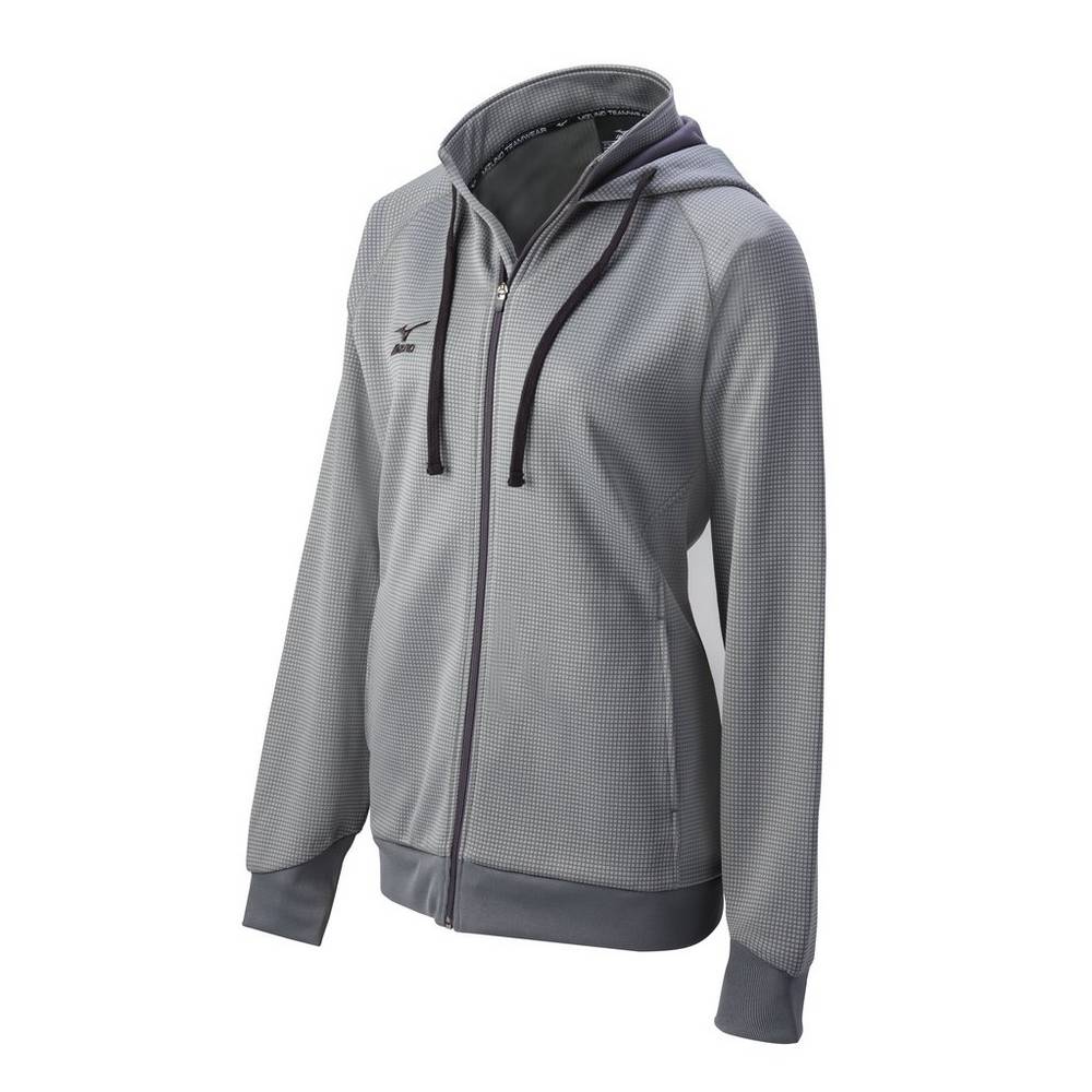 Womens Mizuno Pro Full Zip Hoody Hoodie Grey Philippines (QYELRB185)